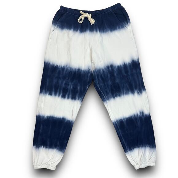 NEW Electric & Rose Cropped Ankle Sweatpant Joggers Blue White Athleisure Medium - Picture 1 of 5